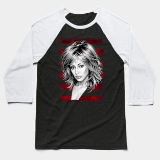 Tina Turner Vintage Halftone Red Stripes Baseball T-Shirt